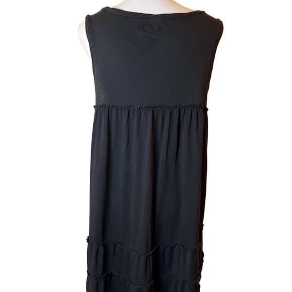 Hi Line Casual Black Tiered Loose Fit Flowy Dress / Cover Up Size Small - Picture 9 of 12